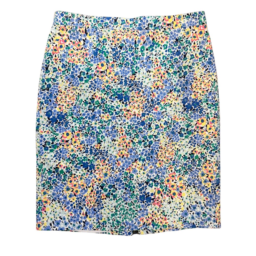 J. Crew Floral Pencil Skirt in Blue, Green, Yellow